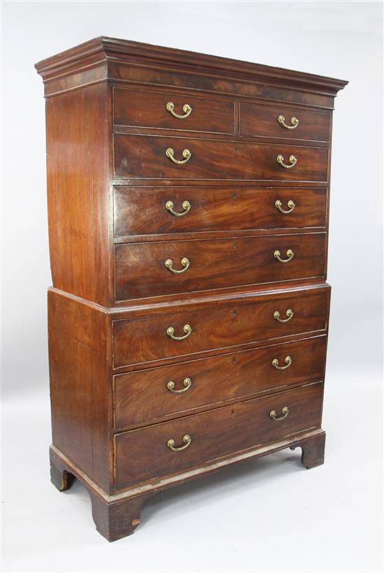 A George III mahogany chest on chest, W.3ft 11in. D.1ft 11in. H.5ft 10in.